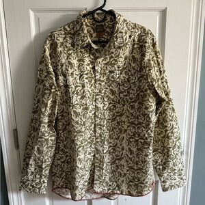 Vintage RARE Quiksilver Floral dress shirt green Size L